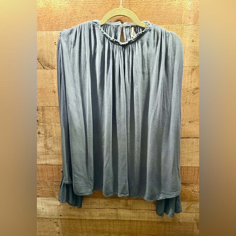 Free People Blue Oversized Button Down S | Fall Bohemian Shirt